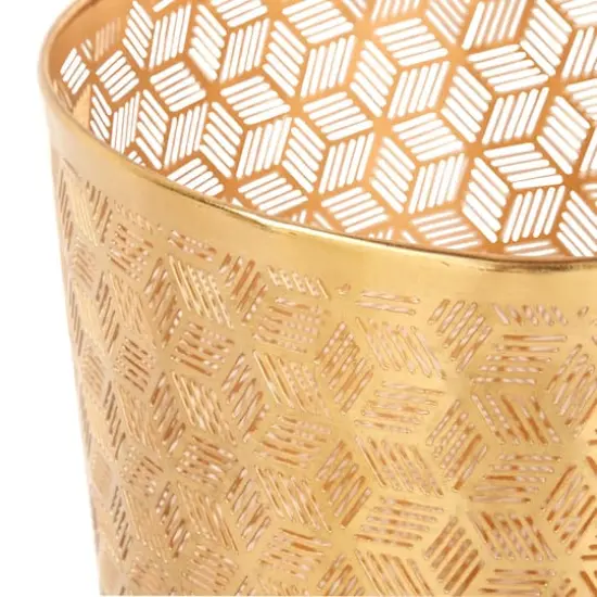 CosmoLiving by Cosmopolitan 10" Geometric Gold Glam Small Waste Bin {5}