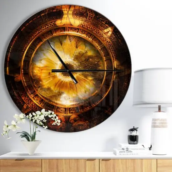 Designart Ancient Mayan Calendar Collage Wall Clock {3}