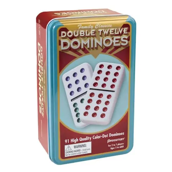 Dominoes: Double Twelve Color Dot Dominoes in Tin {1}