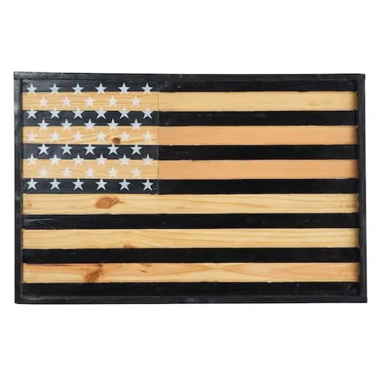 36" Dark Wood American Flag Wall D&eacute;cor {1}