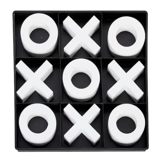 Black & White Wood & Metal Tic-Tac-Toe Modern Game Set {3}