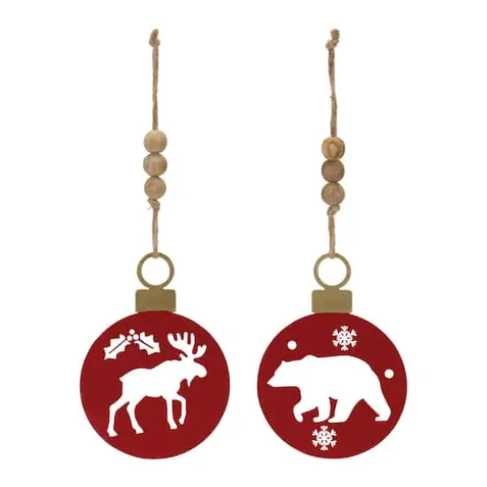 Metal Cut Out Bear & Moose Ornament Set {3}