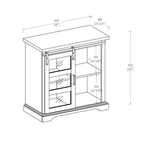 Walker Edison 32" Dark Walnut Sliding Glass Door Modern Accent Cabinet {6}