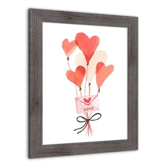 Valentine's Balloon Note Western Gray Framed Print {3}