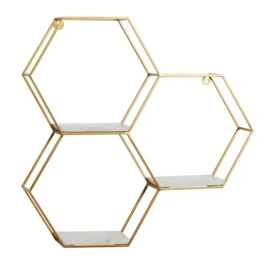 Gold Marble Contemporary Wall Shelf, 24" x 24" x 6" {1}