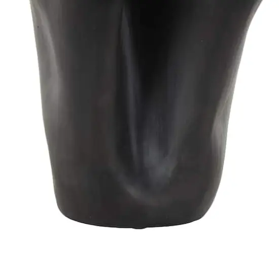 10" Black Abstract Floral Ceramic Vase {5}