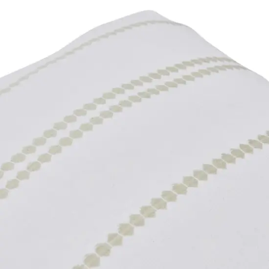 Hello Honey&reg; White Square Embroidered Multistripe Cotton Pillow Cover {3}