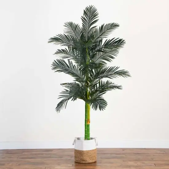 8ft. Golden Cane Palm Tree in Handmade Natural Cotton Planter {8}