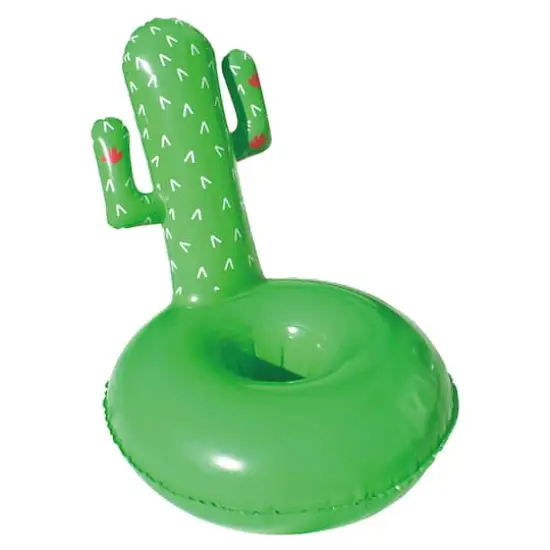 18" Green Cactus Inflatable Swimming Pool Floating Drink Holder {1}