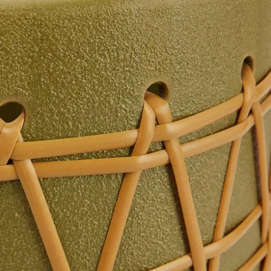 Hello Honey&reg; 10.5" Green Stoneware Planter with Woven Design {5}