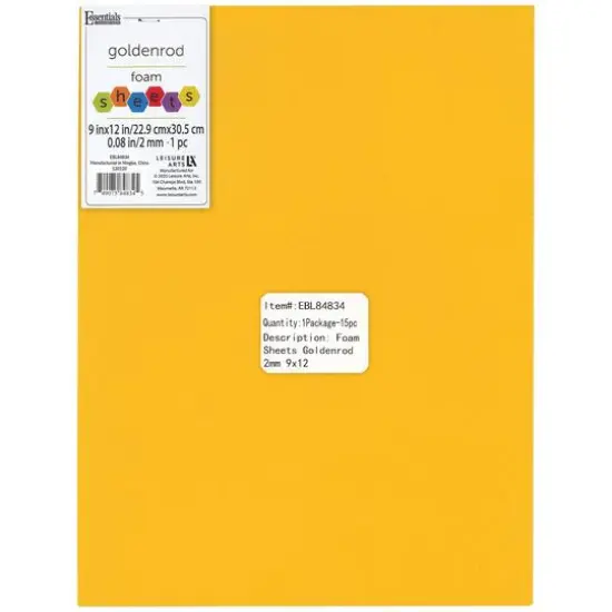 Essentials by Leisure Arts 9" x 12" Foam Sheets, 15ct. Goldenrod {1}