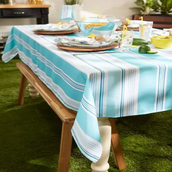 DII&reg; Beach House Stripe Print Outdoor Tablecloth 60 Round {3}