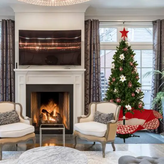 6ft. Pre-Lit Green Musical Snowing Artificial Christmas Tree, White LED Lights {6}