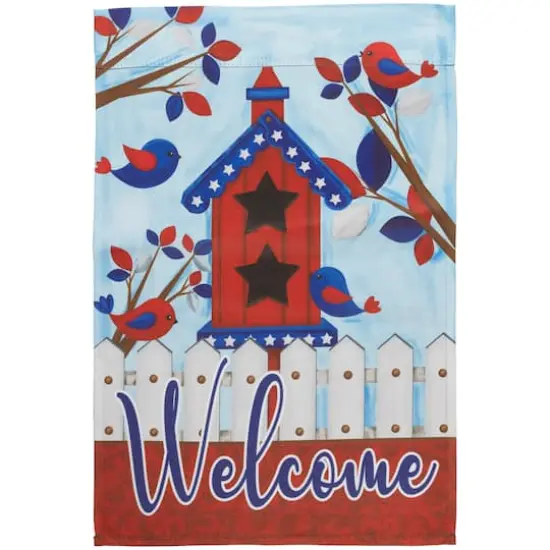 18" Patriotic Birdhouse Welcome Garden Flag {1}