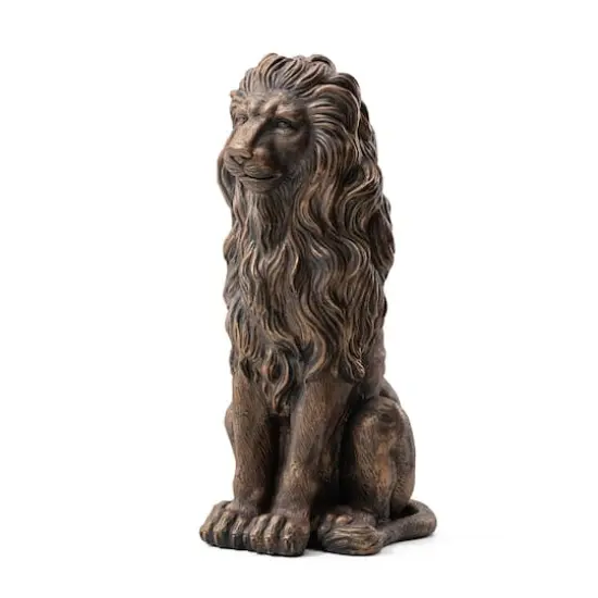Glitzhome® 2ft. Oversized Bronze Sitting Lion Garden Statue {1}