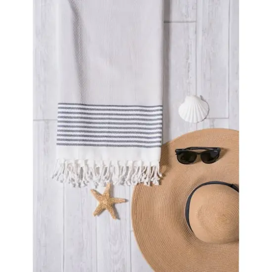 DII&reg; Navy Stitched Stripe Fouta Towel {5}