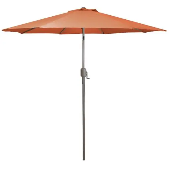 9ft. Outdoor Patio Market Umbrella with Hand Crank & Tilt Orange/Brown {1}