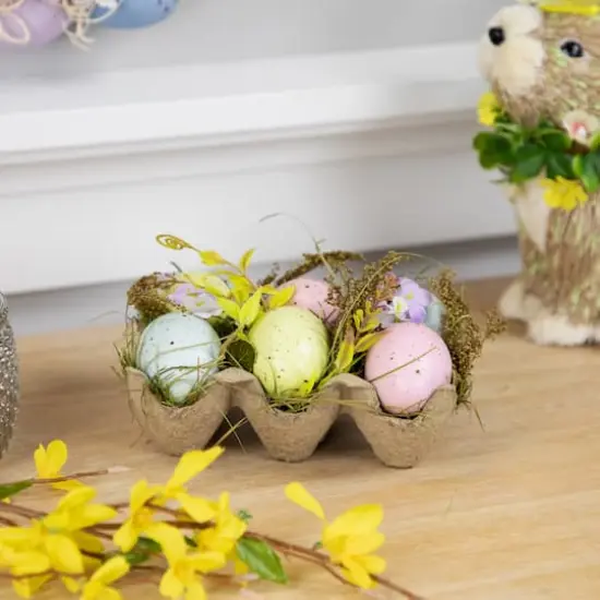 6" Speckled Easter Eggs with Carton Decoration {4}