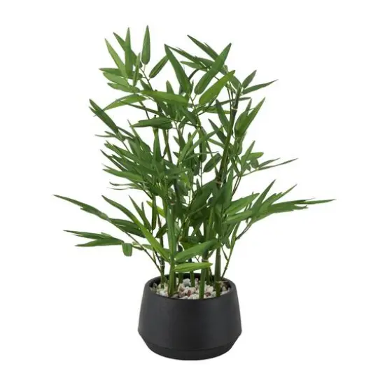 19" Green Foliage Artificial Plant with Black Pot {1}