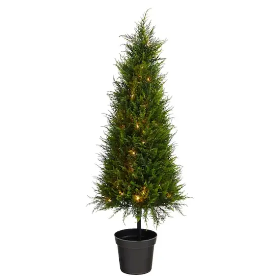3.5ft. Pre-Lit Cypress Artificial Potted Christmas Tree, Warm LED Lights {1}