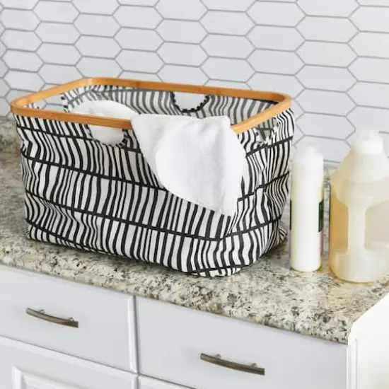 Household Essentials Krush Bamboo Rimmed Basket Black {3}