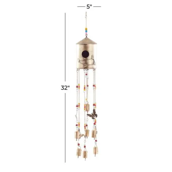 32" Bronze Colored Metal Rustic Birdhouse Windchime {8}