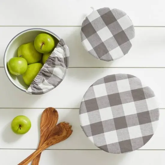 DII&reg; Assorted Gray Buffalo Check Woven Dish Cover Set {6}