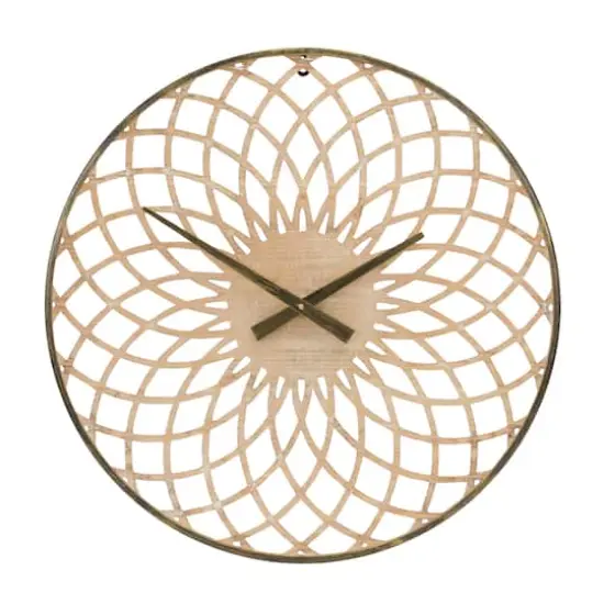 23.75" Round Lattice Wood Wall Clock {1}