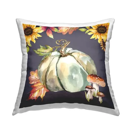 Stupell Industries Autumnal Sunflowers Woodland Mushrooms Decorative Printed Throw Pillow {1}