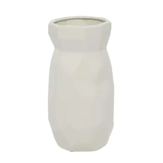 CosmoLiving by Cosmopolitan White Ceramic Modern Vase, 12" x 6" x 6" {4}