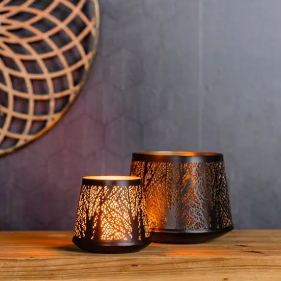 Abstract Punched Metal Candle Holder Set {6}