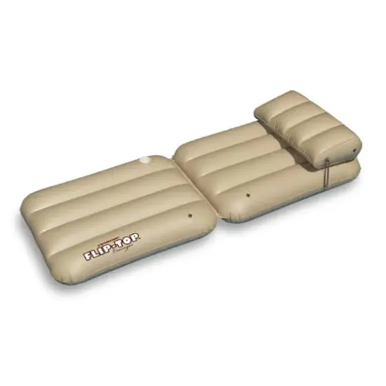 88" Inflatable Beige Adjustable Flip-Top Swimming Pool Lounger Raft {1}