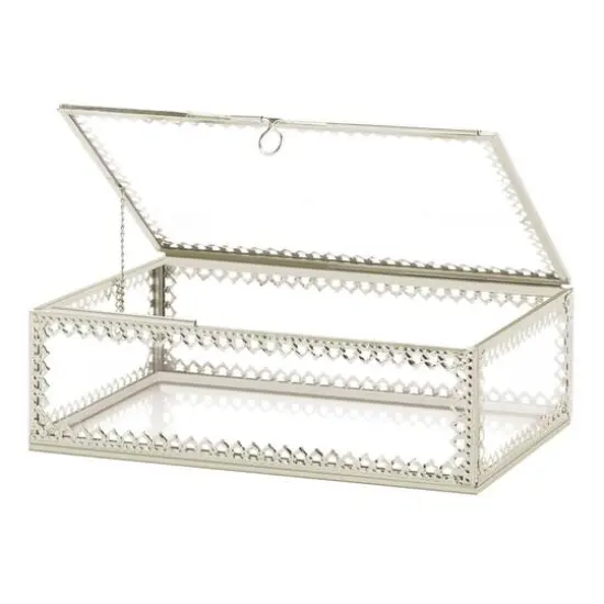 3" Silver Trim Glass Box {4}