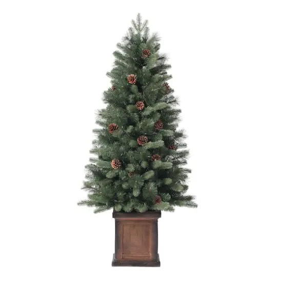 4.5ft. Pre-Lit Brookdale Fir Artificial Potted Christmas Tree, Color Changing T5 LED Lights {3}
