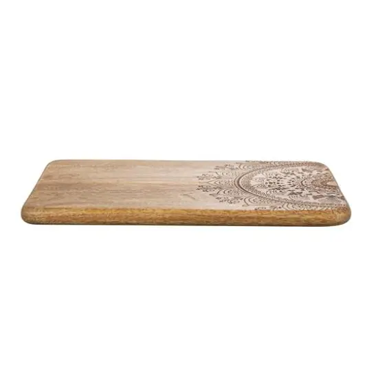 Hello Honey® 11.5" Natural Boho Wood Cutting or Charcuterie Board with Laser-Cut Design {5}