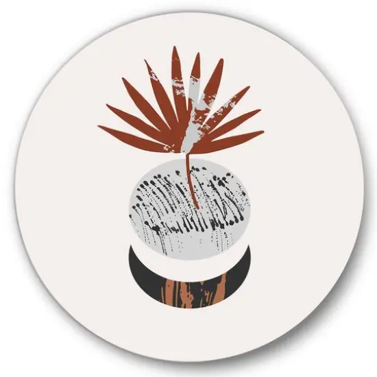 Designart - Moon and Sun Shapes In Retro Terracotta Tones II - Modern Metal Circle Wall Art {1}