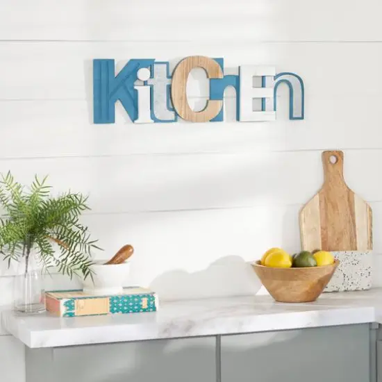 Multi Colored Wood Coastal Wall Decor 7" x 24" x 1" {9}