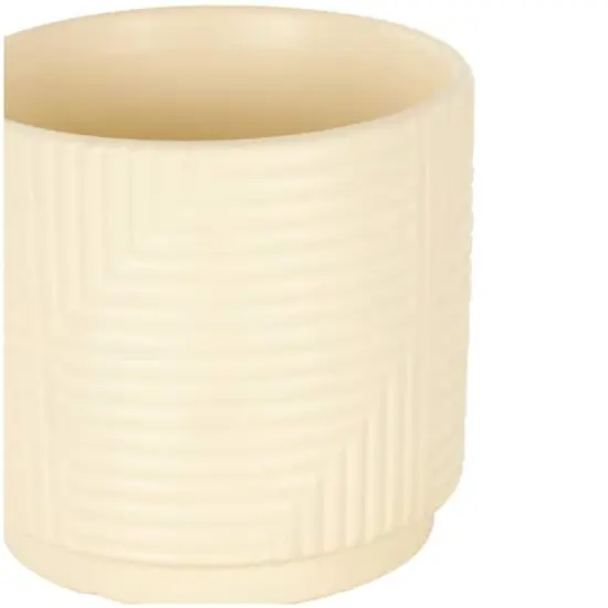 Cream Ceramic Geometric Planter Set {5}