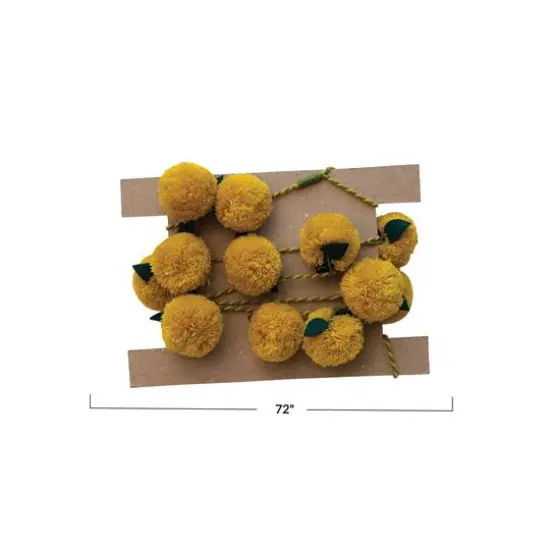 Hello Honey&reg; 6ft. Mustard Pom Poms with Green Felt Leaves Garland {4}