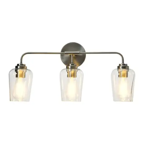 Hello Honey&reg; Robert Stevenson Lighting Holden Metal & Glass 3-Light Vanity Antique Nickel {3}