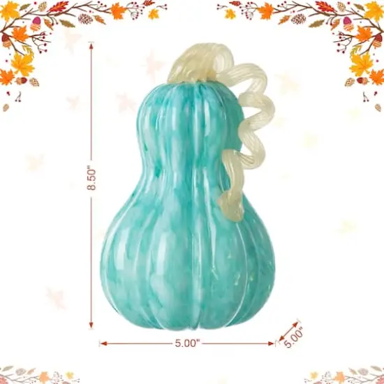 Glitzhome&reg; 8.5" Fall Turquoise Glass Gourd {9}