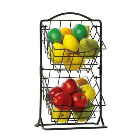 SunnyPoint Black 2-Tier Storage Basket {3}