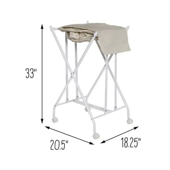 Honey Can Do White/Natural Single Bounce Back Hamper with Wheels and Lid {15}