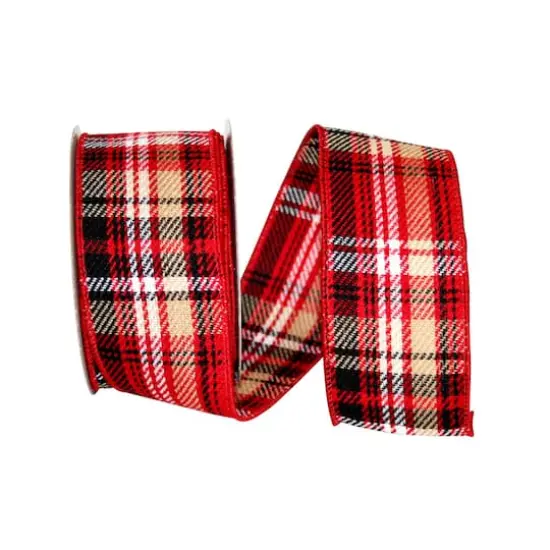 JAM Paper 2.5" x 10yd. Wired Burlington Tweed Plaid Ribbon {1}