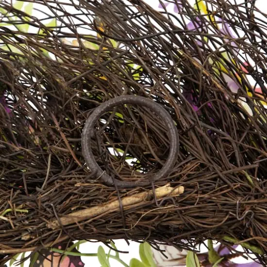 24" Butterfly & Wildflower Floral Twig Spring Wreath {6}