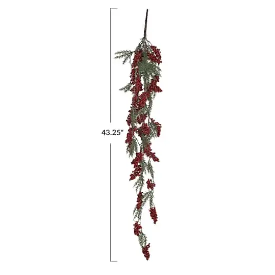 Hello Honey&reg; 43" Red & Green Faux Evergreen Hanging Plant with Berry Bunches {5}