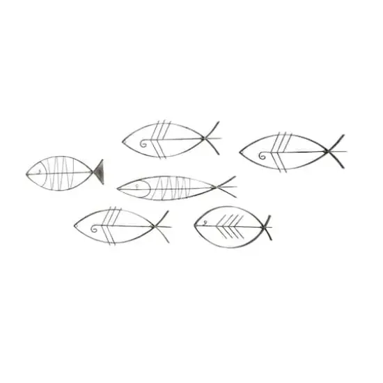 Set of 6 Black Metal Industrial Abstract Wall Decor, 16", 20", 24" {6}