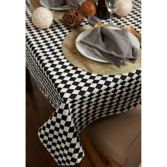 Black and Cream Harlequin Print Tablecloth 60" x 120" {5}