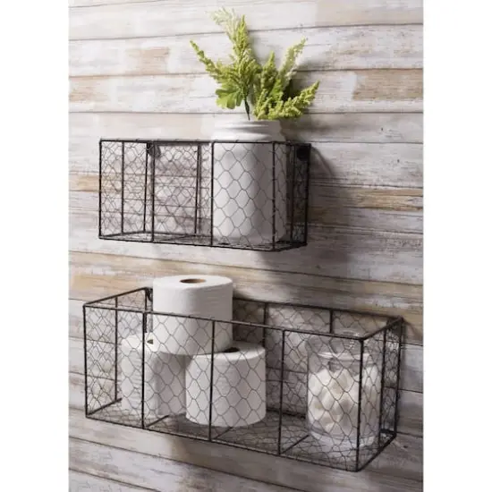 DII&reg; Small Gray Wall Mount Chicken Wire Baskets, 2ct. {5}