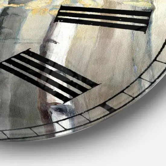 Designart 'Golden Birch Forest Iii Traditional Wall Clock {5}